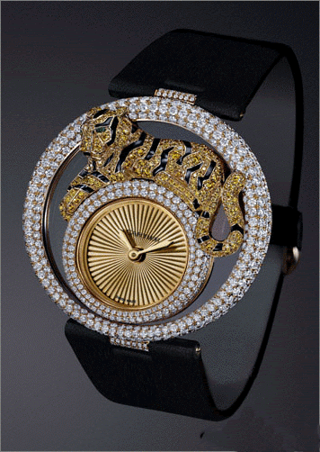 Cartier gold dial engraved tiger top Diamond new reloj