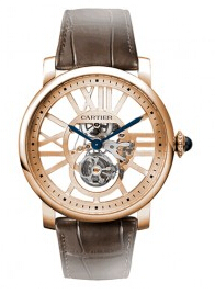 Rotonde de Cartier Flying Tourbillon Skeleton Dial de los hombres Replica Reloj W1580046